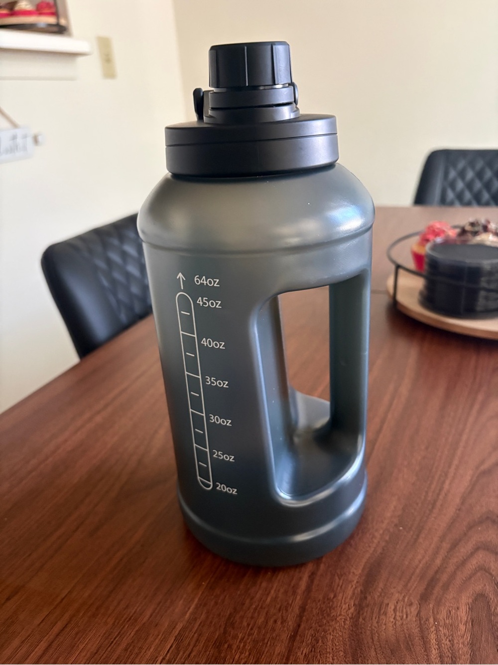 64oz Dark Gray Large Water Bottle/Jug with Handle